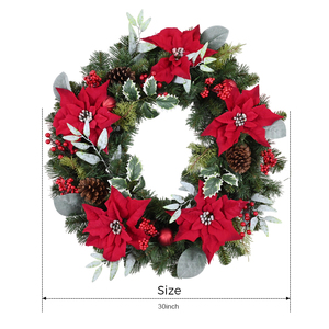 Couronne de Noël artificielle pour animaux de compagnie ronde personnalisée en gros Couronne de fleurs artificielles de 30 pouces pour la fête - Product Image 2