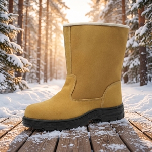 <span class=keywords><strong>Scarpe</strong></span> Antinfortunistiche Invernali con Punta in Acciaio Antiurto e Suola Intermedia Antiperforazione, Resistenti all'Usura, Antiscivolo, in Pelle Scamosciata, Modello Alto - Product Image 1