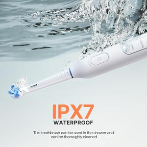 IPX7 กันน้ำ แปรงสีฟันไฟฟ้าแบบหมุนได้พร้อมตัวจับเวลาอัจฉริยะ 2 นาที 8 หัวแปรง จอแสดงผล LED 5 โหมด ฟอกสีฟัน นุ่มนวล - Product Image 4