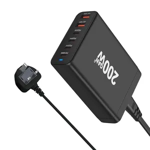 מטען קיר USB C 200W ומתאם מתח כבל AC-רב יציאות PD100W 65W תחנת טעינה מהירה במיוחד עבור מחשב נייד מסוג C מסוג i Phone