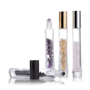 10ml pierres semi-précieuses naturelles bouteilles à rouleaux d'huile essentielle bouteilles à bille en verre clair pierres précieuses avec des copeaux de <span class=keywords><strong>cristal</strong></span> à l'intérieur - Product Image 6