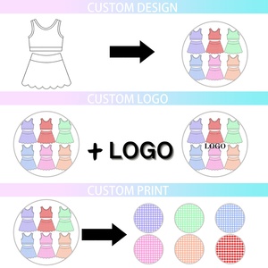 Ensembles de vêtements d'été imprimés pour filles KR, ensembles de yoga pour bébés, débardeurs sans manches à volants et jupes unies pour tout-petits - Product Image 4