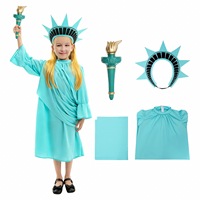 Conjunto de disfraz de la Estatua de la Libertad para niños, disfraz de cosplay, disfraz para actuaciones, antorcha azul incluida