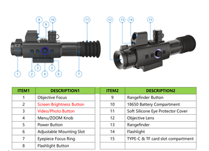 AI Full Color 4-32X Night Vision <strong>Scope</strong> with 1200m Rangefinder 1080P Video Recording FFP Reticle IR Illuminator - Product Image 6