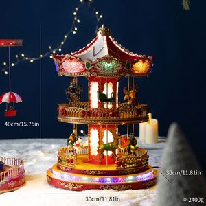 Boîte à musique carrousel de Noël, chaise volante de parc d'attractions, boîte à musique lumineuse, cadeau de Noël, ornement de bureau - Product Image 4