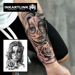 INKARTLINK - Pegatinas de Tatuajes Temporales para el Cuerpo, Diseño de <span class=keywords><strong>Medusa</strong></span> y Calavera, Resistentes al Agua, Ecológicas, Duran 15 Días, Paquete al por Mayor - Product Image 2