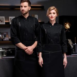 Veste <span class=keywords><strong>de</strong></span> <span class=keywords><strong>cuisine</strong></span> unisexe à boutonnage long et à manches longues, vêtement <span class=keywords><strong>de</strong></span> <span class=keywords><strong>travail</strong></span> pour chef, uniforme <span class=keywords><strong>de</strong></span> chef pour homme et femme - Product Image 4