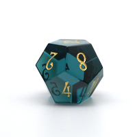 D & D Set de dés gravés en verre de tourmaline bleue Set de dés du MDN sculptés à la main en verre zircon style lune