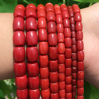 Hoge Kwaliteit Natuursteen Rode Koraal Kralen Losse Drum Vorm Koraal Kralen Voor Diy Armband Ketting