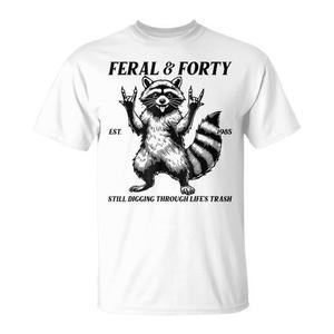 Camiseta Feral & Forty Raccoon Est 1985, regalo de cumpleaños número 40, talla para mujer - Product Image 1