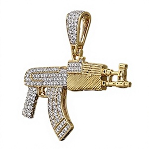 Colgante de Moissanita Color Oro, Chapado en Plata, Estilo Hip Hop Iluminado, Accesorio de Moda Unisex para Fiesta - Product Image 1