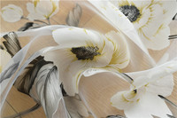 Rideau en tissu transparent de la série burn out, rideau en tissu transparent à motif imprimé de grande fleur pour chambre à coucher