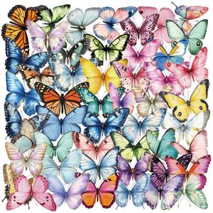 50PCS Factory Hot Sale Wasserdichtes PET Transparent Bunter Schmetterlings aufkleber - Product Image 2
