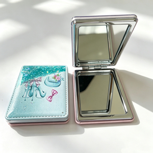 Specchio da Trucco Mini Portatile a Doppia Faccia con Borsa per il Trasporto, Colori Nero, Bianco e Rosa, per Viaggi, Personalizzabile con Logo - Product Image 1