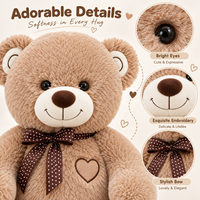 Peluche personnalisée en forme d'ours en peluche avec broderie en forme de cœur, douce au toucher, pour un cadeau de la Saint-Valentin et un cadeau de mariage