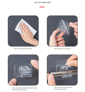 Yumruk ücretsiz güçlü yapıştırıcı şeffaf su geçirmez perde çubuk sihirli asılı tutucu klip - Product Image 6