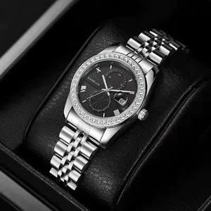 Luxury Rhinestone Couple <b>Watch</b> Set 2pcs <b>His</b> <b>and</b> <b>Hers</b> Alloy Quartz Wristwatch with Calendar for Wedding Lovers Gift - Product Image 1