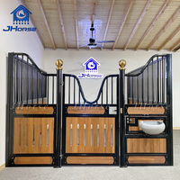 12ftx12ft bambou bois victorien bois dur préfabriqué boîte de décrochage de cheval cheval Stable façades avec cadre en acier
