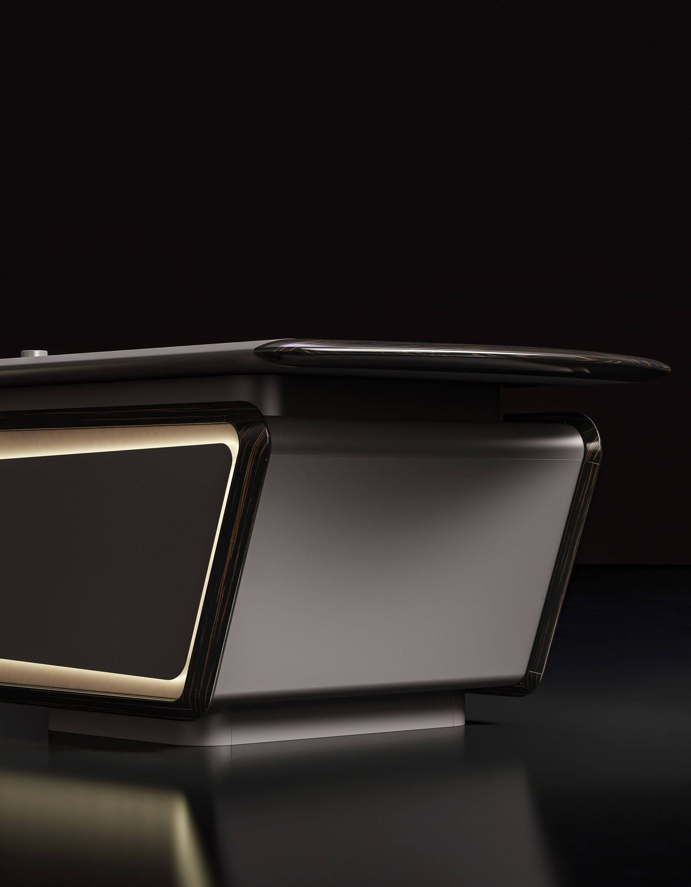 High-End Modern Design Executive Desk L-Shape Manager Big Boss Commercial Office Furniture Leather Surface Wood for Home Use