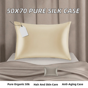 <span class=keywords><strong>Federa</strong></span> per <span class=keywords><strong>Cuscino</strong></span> <span class=keywords><strong>50x70</strong></span> in Seta di Gelso Naturale Biologica 19 Momme Certificata Oeko-Tex Anti-Invecchiamento per Capelli e Pelle con Chiusura a Cerniera e Motivo Tinta Unita - Product Image 2