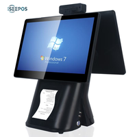 Système de point de vente tout-en-un pour restaurant 15,6 pouces avec Windows 7-11 et Android 11-14, Google GMS Play Store, NFC, QR et imprimante pour la vente au détail