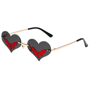 Lunettes de <span class=keywords><strong>soleil</strong></span> tendance en forme de cœur, lunettes gothiques sans monture originales pour femmes et hommes, lunettes de fête - Product Image 5