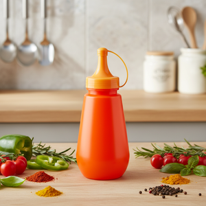Bouteille de sauce en plastique mat de qualité alimentaire 250 ml, pour tomate, mayonnaise, chili, avec bouchon twist & flip-top 38 mm 38/400, bouteille à presser - Product Image 1