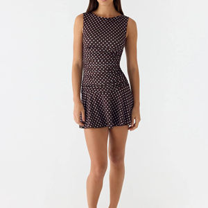 Ladies' Casual Party Brown Polka Dot Sleeveless Short <b>Skirt</b> Factory Customized Daily Outfit - Product Image 6