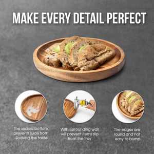 Home Kitchen Round Acacia Wood <b>Tray</b> Serving Platter for Food & Snacks Wedding for Plate <b>Dinner</b> Plate for Wooden - Product Image 3