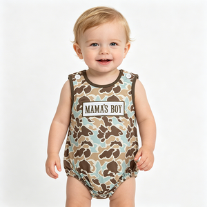 En Stock, Boutique MAMAS BOY, Romper sin Mangas con Bordado de Camuflaje para Bebés, Ropa Casual para Recién Nacidos, Venta al por Mayor de Fábrica - Product Image 1