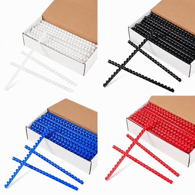 Customizable 21 Hole Plastic Binding Comb Spiral Coil for A4/A5 Notebook 100Pcs Box Multicolor Rings Commercial Office Supplies