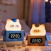 Veilleuse créative en silicone en forme de silhouette d'animal mignon, avec base en forme de boîte, pour décoration de chambre et compagnon de chevet