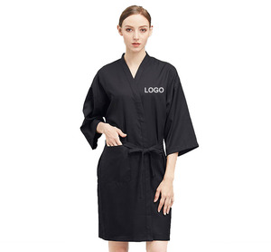 Robes de salon de coiffure en gros, robes de client, capes, kimono de sauna, 100% polyester, taille ajustable, logo personnalisé, utilisation en salon de coiffure et de spa - Product Image 4