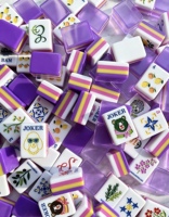 Tuiles de Mahjong Américaines en Acrylique, Pièces de Jeu à Rayures Bleues, Motif Nœud, 4 Joueurs, Luxe, Classique, Divertissement de Table