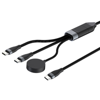 Cable USB C 3 en 1 de Carga Rápida de 100W OEM, Cable de Carga Múltiple con Trenzado de Nailon y Cargador Magnético para Reloj, Compatible con Apple Watch y Samsung