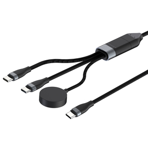 Câble USB C 3 en 1 100W, Câble de charge multi-type C tressé en nylon avec <span class=keywords><strong>chargeur</strong></span> de montre intelligente pour Huawei Samsung <span class=keywords><strong>Apple</strong></span> Watch - Product Image 1