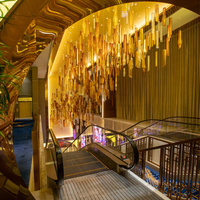 Villa Hôtel Lumières Escalier Lustre Moderne Long Tube De Verre Pousses De Bambou Lustre Personnalisé