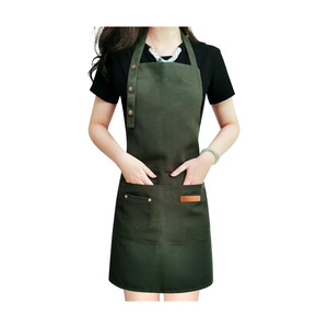 Tablier personnalisé Beckon avec bretelles réglables et grandes poches, en toile de coton, pour la cuisine, tablier de chef, imperméable, vert - Product Image 1