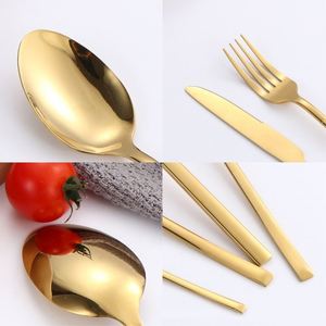 Custom Logo Cutlery <b>Set</b> Gold Cutlery Stainless Steel <b>Set</b> Knife Fork Spoon Silverware Stainless Steel Metal Flatware for Hotel - Product Image 3