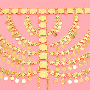 الذهب اللون طويل شرابة النساء الشعر المجوهرات العرقية السفر بيان الشعر maang تيكا عقال - Product Image 6