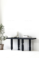 Meubles de salon japonais aspect distinctif pieds irréguliers table console moderne en bois de chêne noir tables console