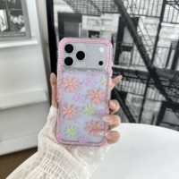 Fabrieksdirect PC telefoonhoesje met ingelegde diamanten, epoxy grafische print, antislip, pastelkleurige bloemen, voor ZT NUBIA V80 MAX 4G
