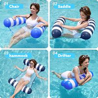 Hamac Piscine Flotteurs 4-en-1 Multi-Usage PVC Eau Hamac Salon pour Adultes Plongée Masques Inclus