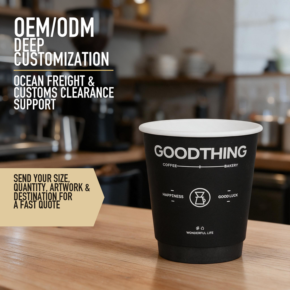 Packging For Tea 10 oz Paper Cups with White Screen Printing for Coffee and Milk Tea ...