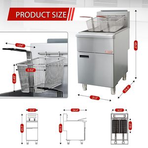 Thương Mại 5-Burner Thép Không Gỉ Gas <span class=keywords><strong>Deep</strong></span> <span class=keywords><strong>Fryer</strong></span> 75-100 Lbs Công Suất 150,000 BTU/H Có Thể Điều Chỉnh Nhiệt Cho Các Doanh Nghiệp Mới - Product Image 2