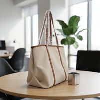 Sac fourre-tout de créateur grande capacité pour femme, sac à main en toile pour le bureau avec empiècements en cuir PU, sac à bandoulière pour femme