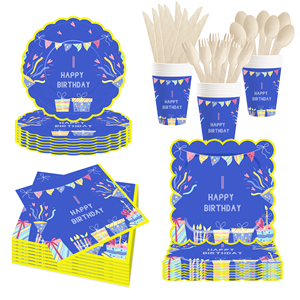 DAMAI - Artículos para Fiestas de Cumpleaños Azules, Platos Azul Marino de 300 GSM, Servilletas Azules, Recuerdos para Fiestas de Cumpleaños, Sirve para 8 Personas - Product Image 3