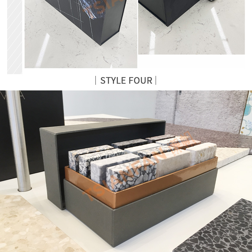 Tsianfan Custom Logo Folding Paper Packaging Showcase Magnetic Mosaic Ceramic Granite Quartz Sample Case Tile Stone Displays Box