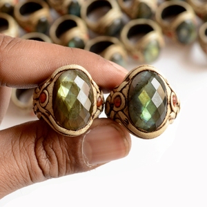 Bagues en argile polymère naturelle, taille labradorite, vente en gros, en argile Antique, bijoux à la mode - Product Image 2