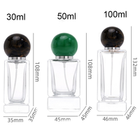 Bouteilles de parfum en verre transparent mat/givré personnalisées de luxe en gros, vides, 30ml 50ml 100ml, avec vaporisateur et base lourde, boîte cadeau noire